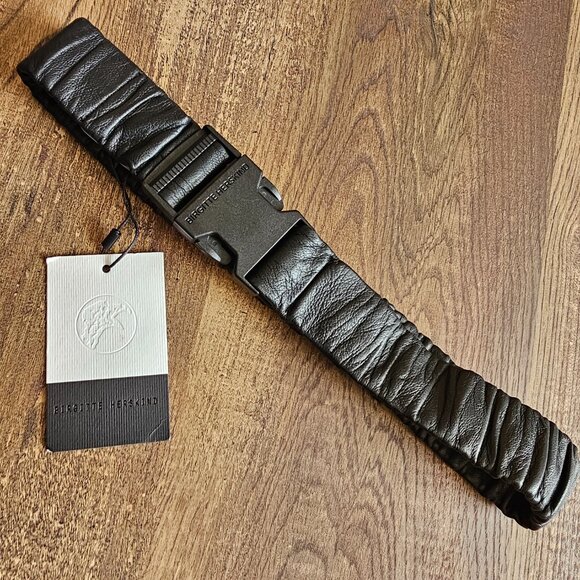 NWT!! Birgitte Herskind Lamb Leather Elastic Belt, S, Black - Picture 1 of 5